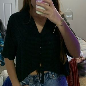Black Plaid Top